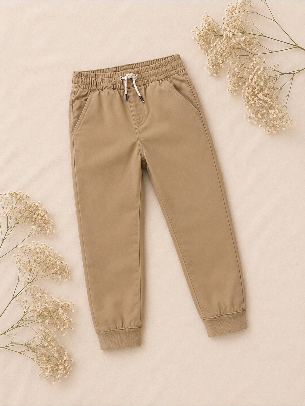 Boys Elastic Waist lined Khaki Pants